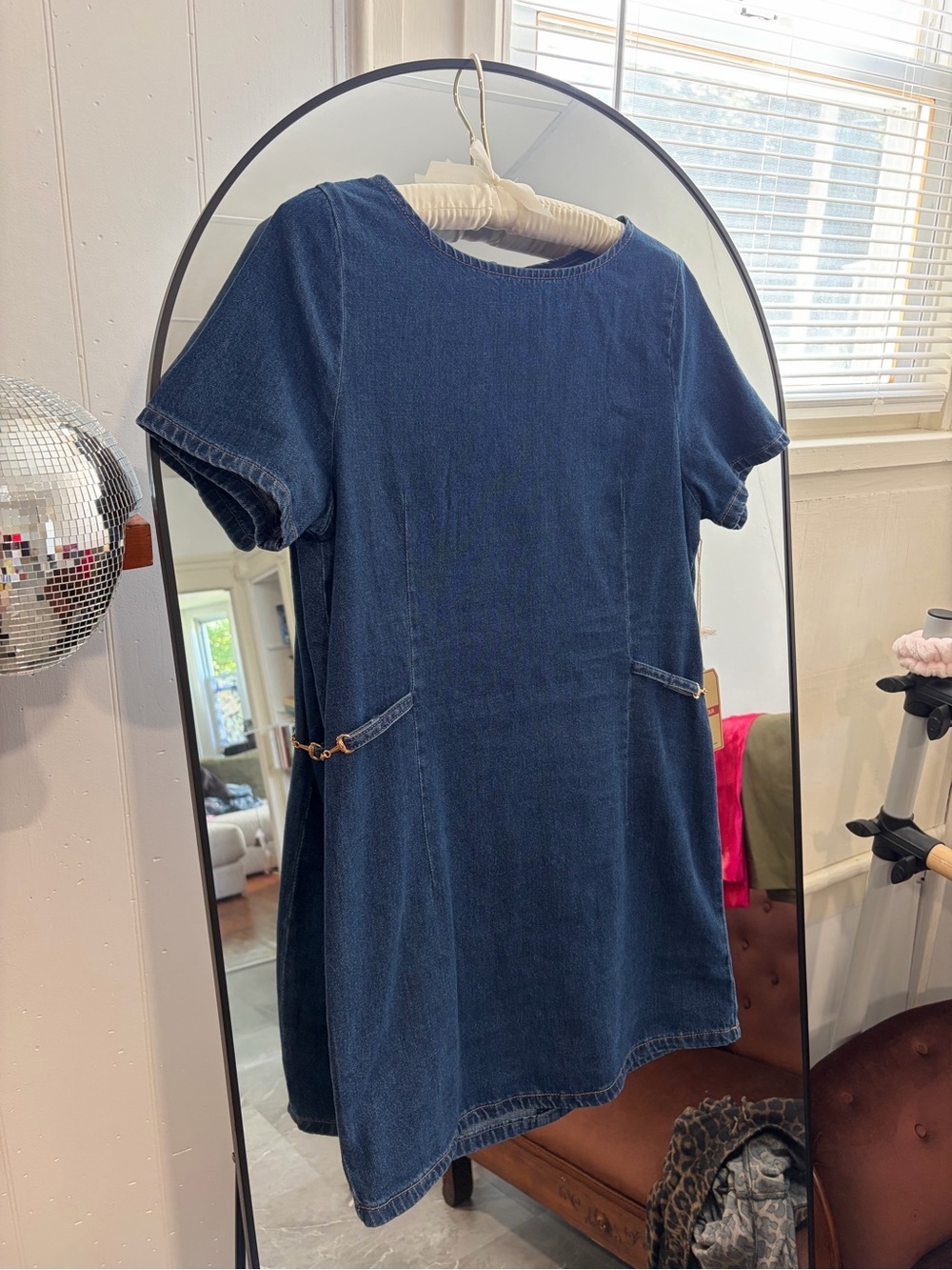 Dark Blue Denim Short-Sleeve Dress